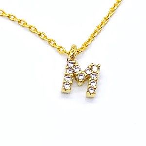 Dainty everyday letter M necklace, inital letter pendant